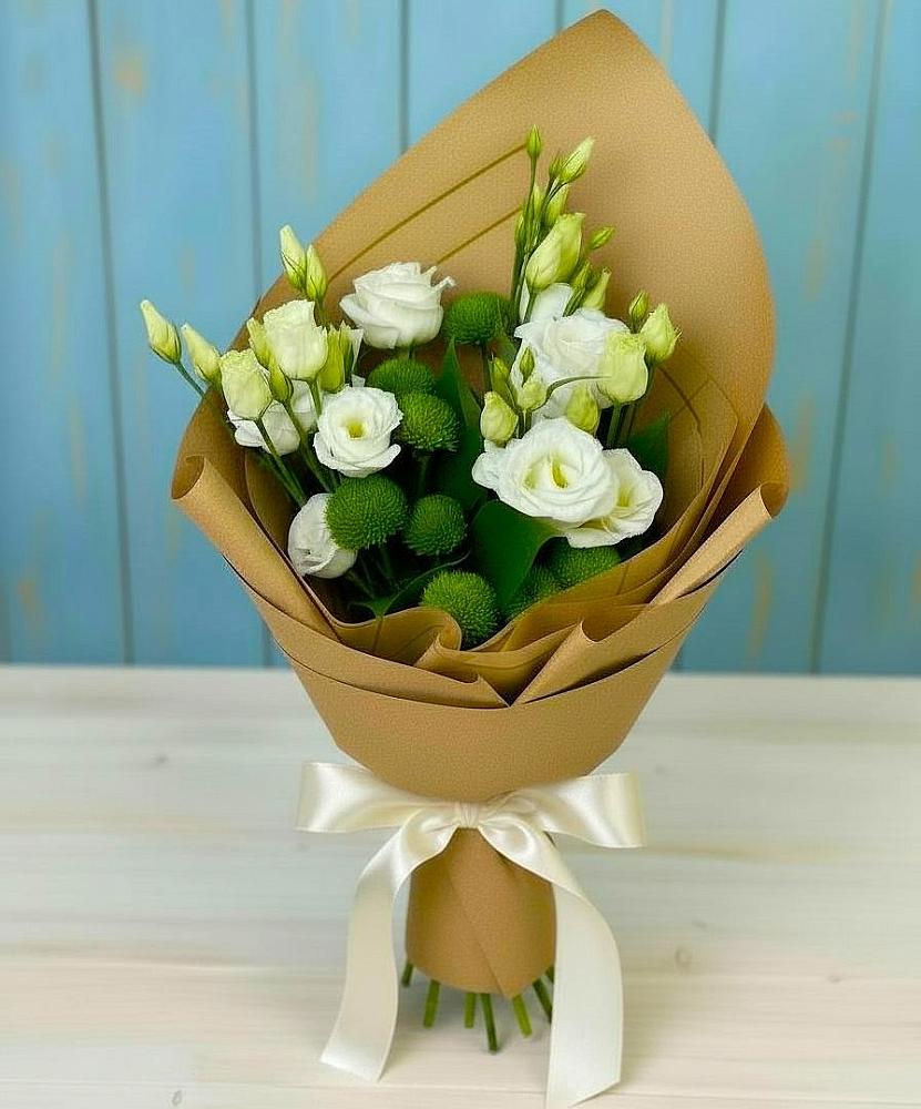 Букет цветов из: Хризантемы и Лизиантусы в Боготоле