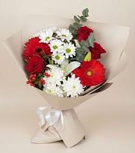 Букет цветов из:  Розы, Хризантемы, Герберы и Лилии #REPLACE_PRED# Боготоле