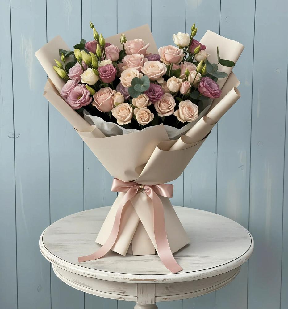 Букет цветов из: Розы и Лизиантусы в Боготоле