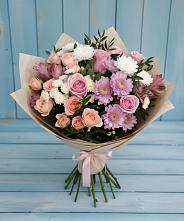 Букет цветов из:  Хризантемы, Розы и Альстромерии в Боготоле